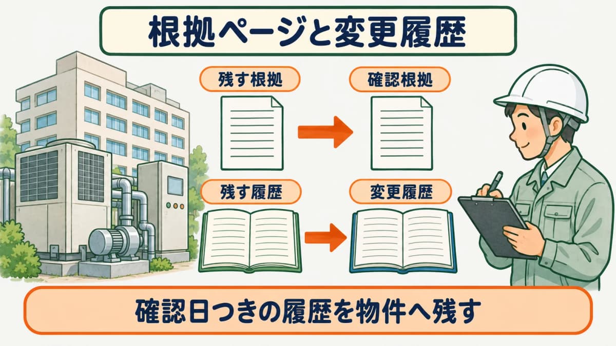特定行政庁の根拠と確認日と変更履歴を物件ごとに残す図