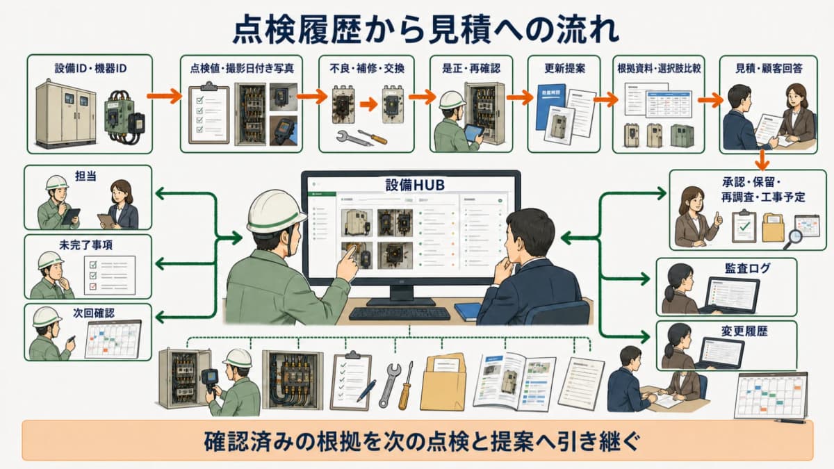 点検履歴から見積への流れ