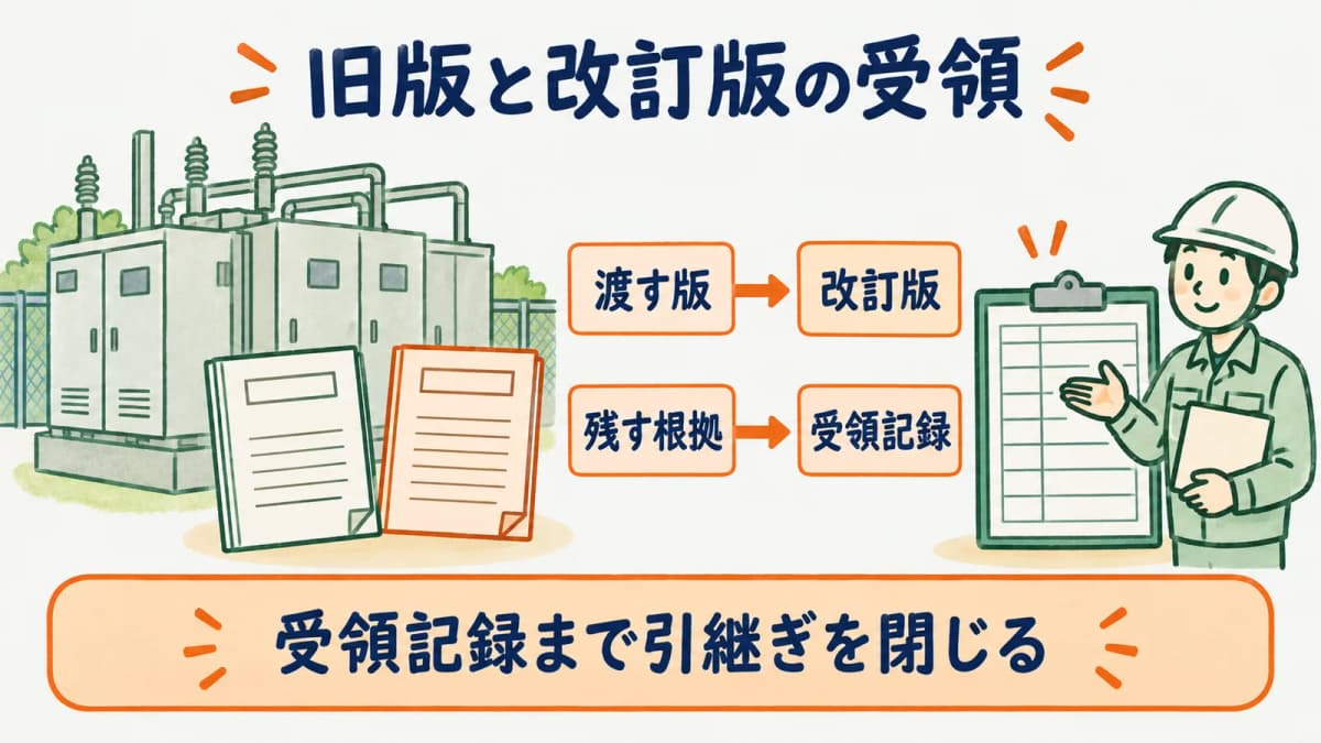 保安規程の旧版、改訂版、受領記録を引き継ぐ図