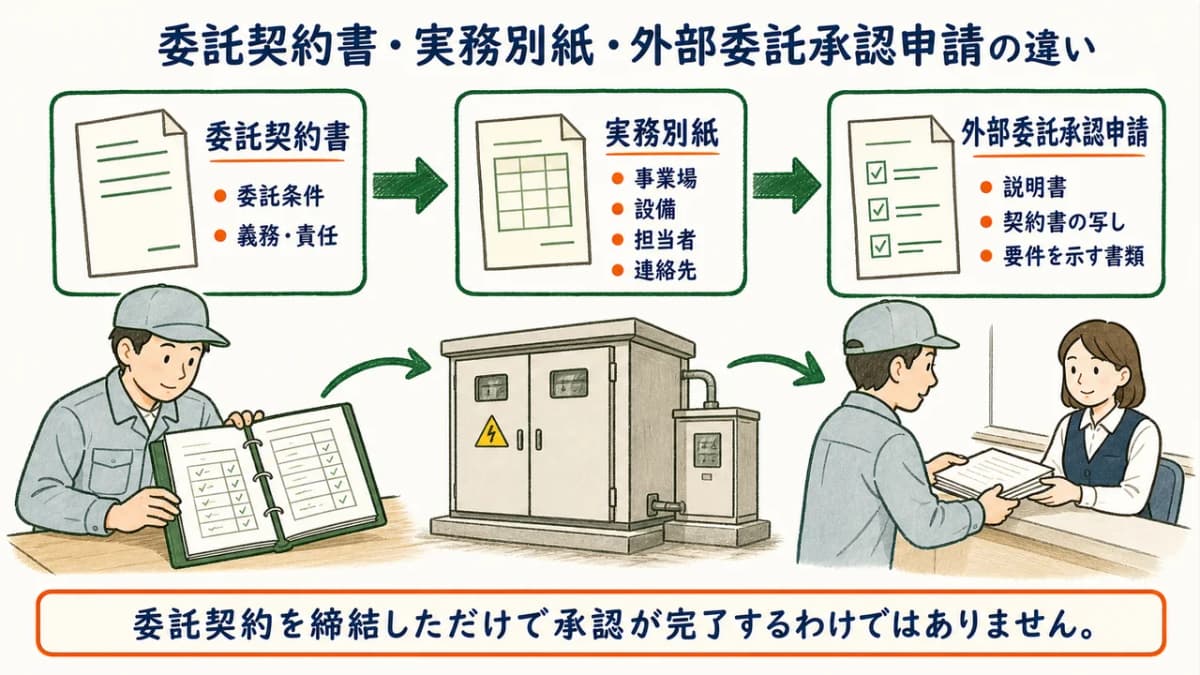 委託契約書・実務別紙・外部委託承認申請の関係図