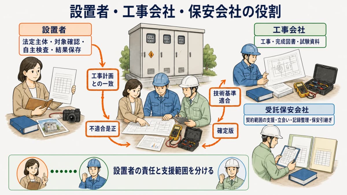 設置者・工事会社・保安会社の役割