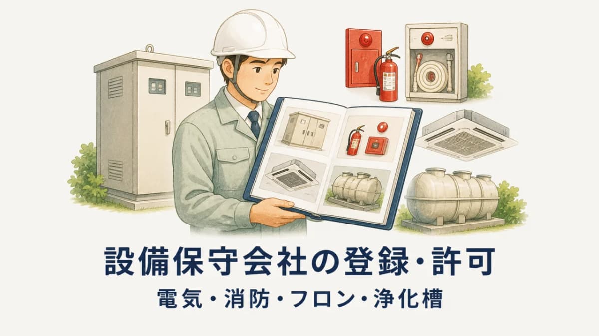 設備保守会社の主な登録・許可|電気・消防・フロン・浄化槽