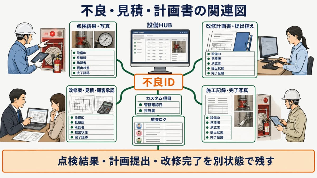 不良・見積・計画書の関連図