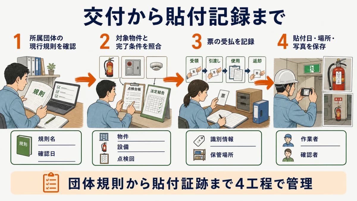 交付から貼付記録まで