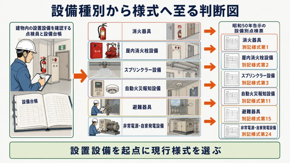 設備種別から様式へ至る判断図