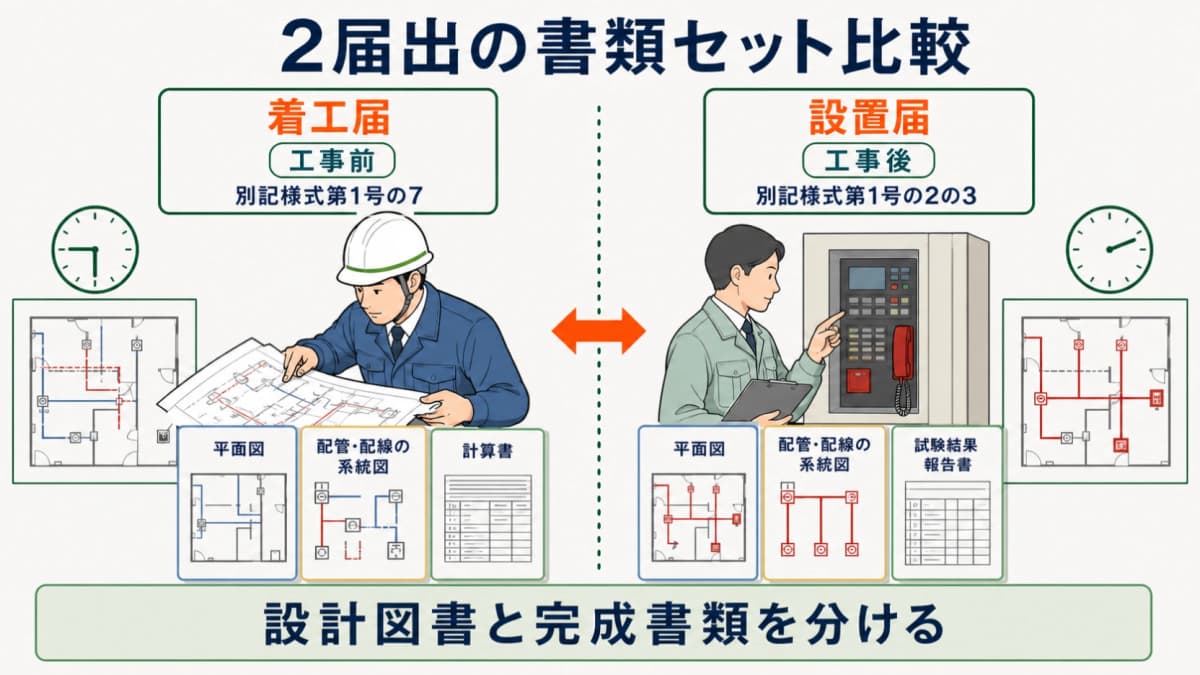 2届出の書類セット比較