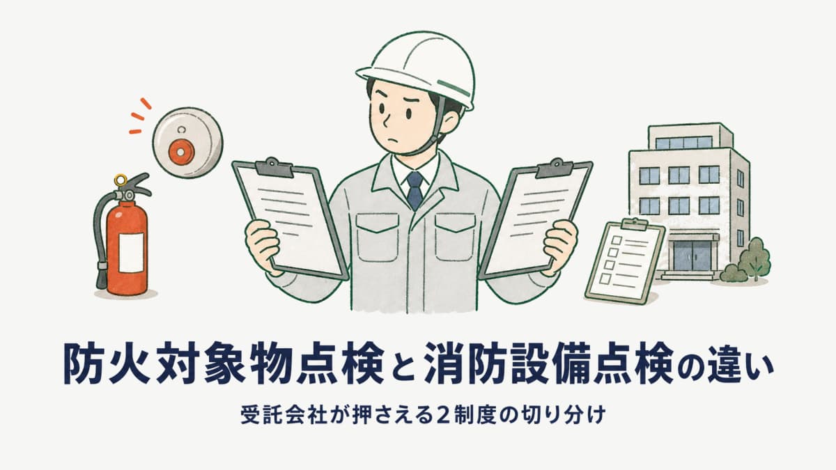防火対象物点検と消防設備点検の違い|受託会社が押さえる2制度の対象・資格・報告
