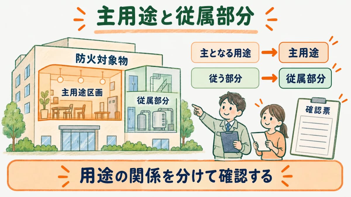 主用途と従属する部分を別の確認欄に置く用途判定図