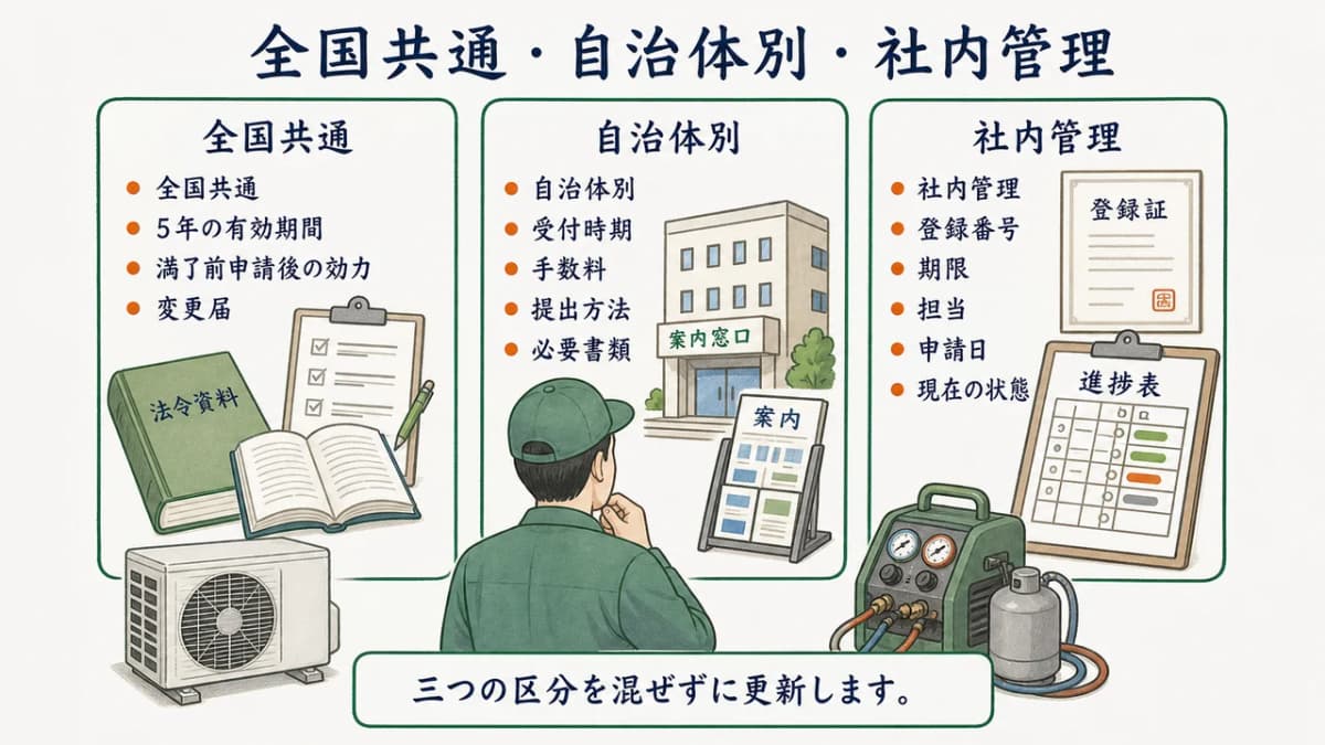 全国共通・自治体別・社内管理の3区分早見図