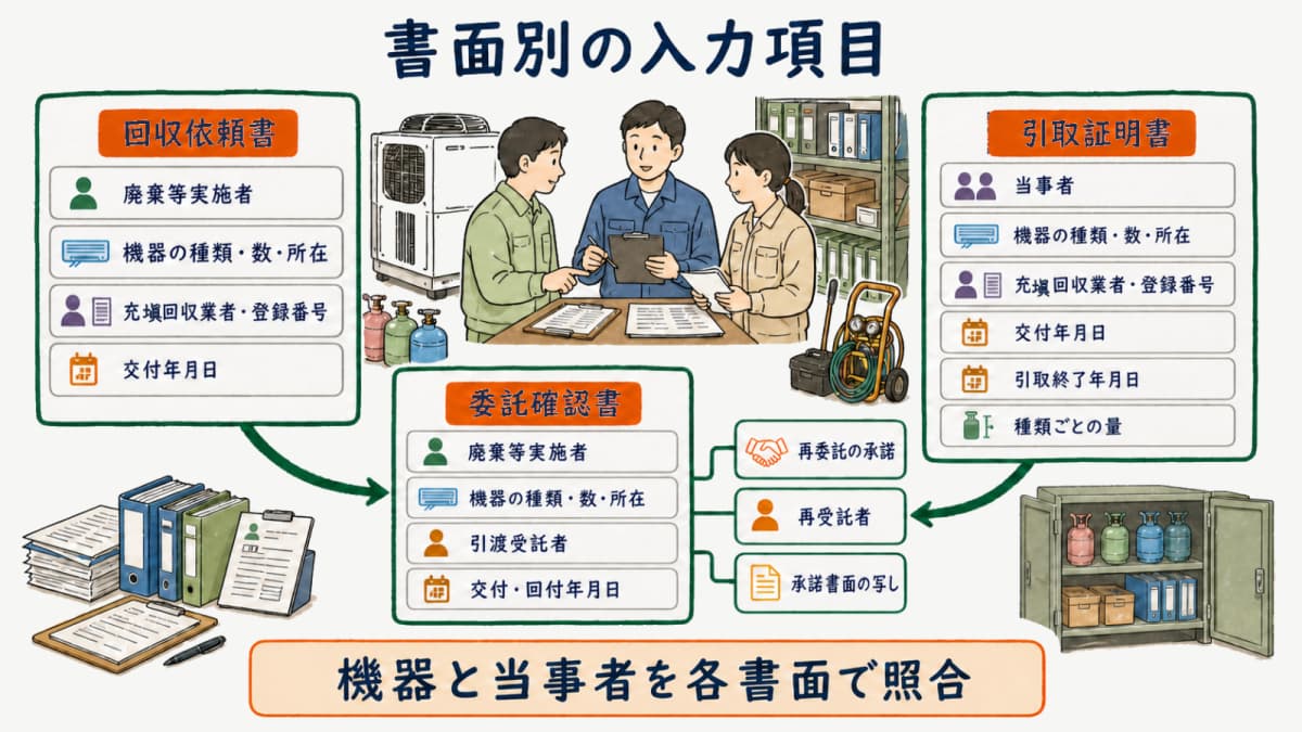 書面別の入力項目