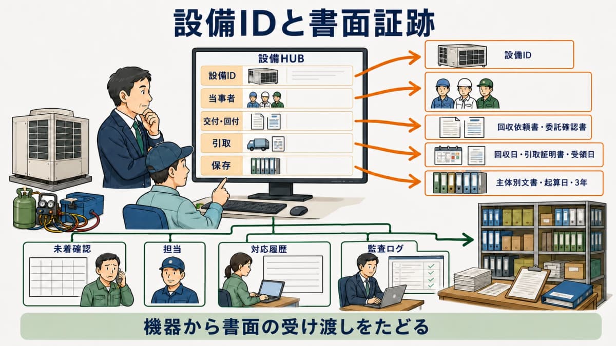 設備IDと書面証跡