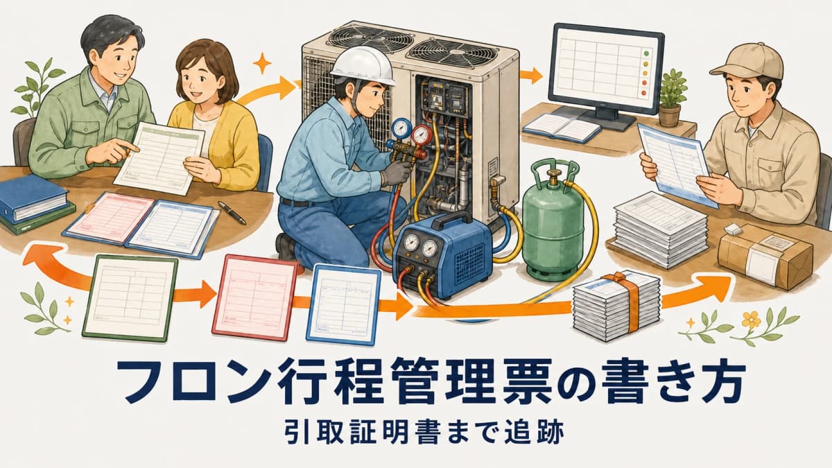 フロン行程管理票の書き方|引取証明書までの受け渡し管理