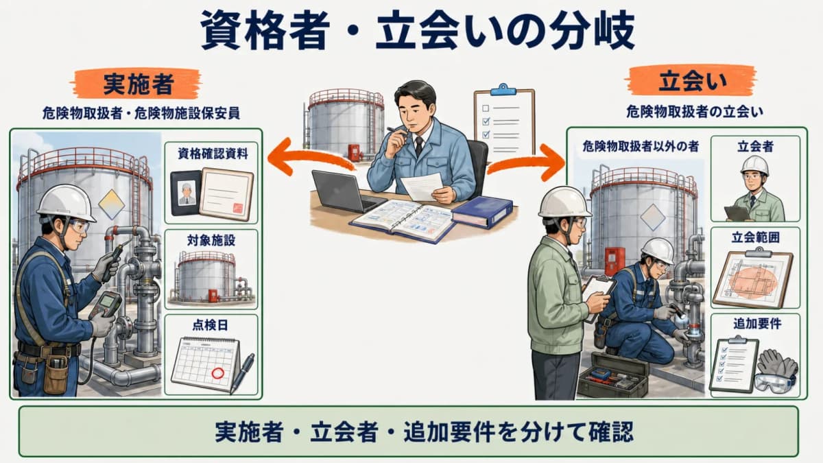 資格者・立会いの分岐
