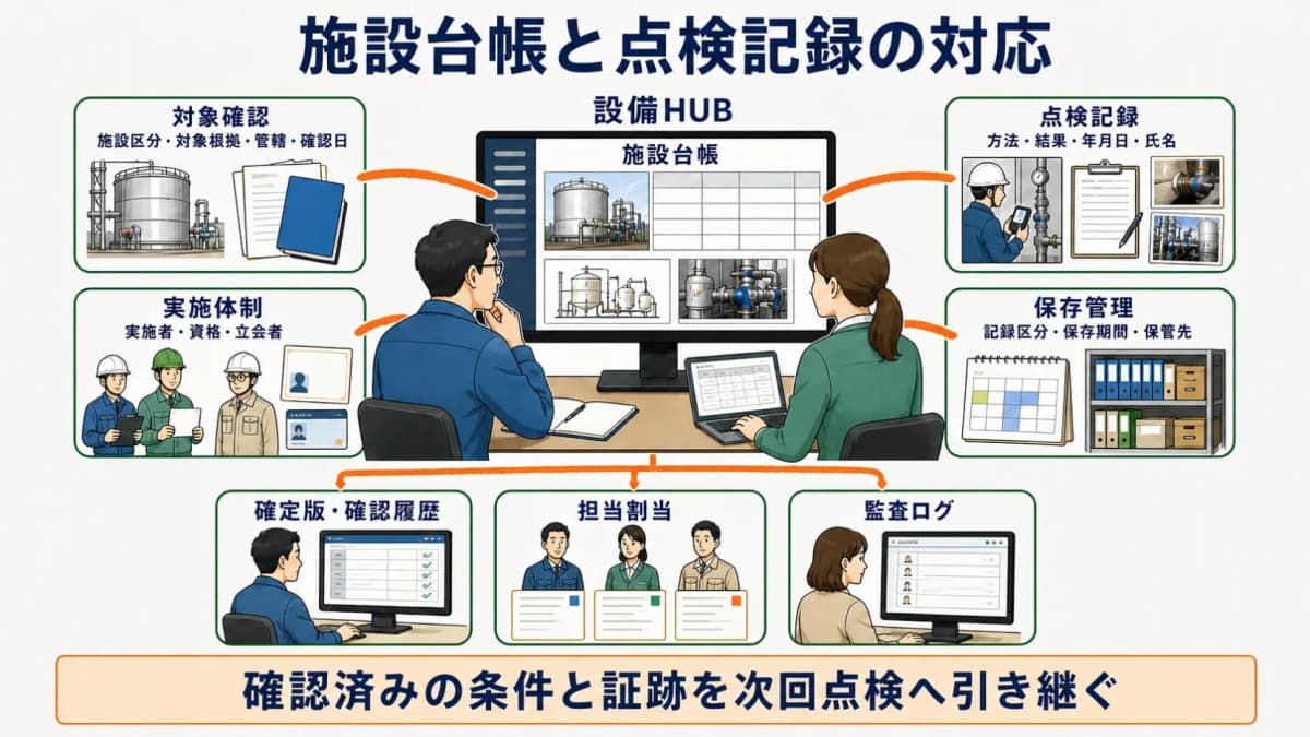 施設台帳と点検記録の対応