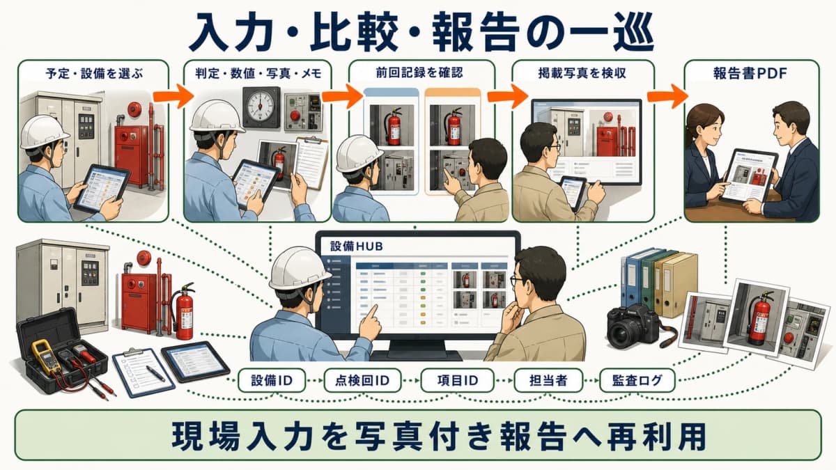 入力・比較・報告の一巡