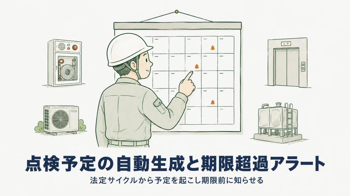点検予定の自動生成と期限超過アラート|法定サイクルから予定を作る仕組みの考え方