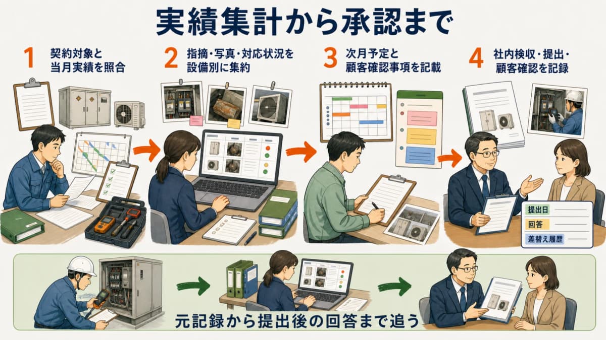 実績集計から承認まで