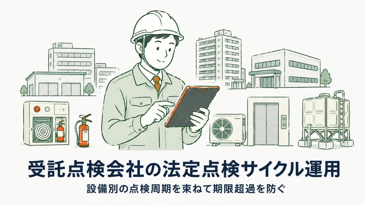 受託点検会社の法定点検サイクル運用|設備別の点検周期を束ねる早見表と予定生成の考え方