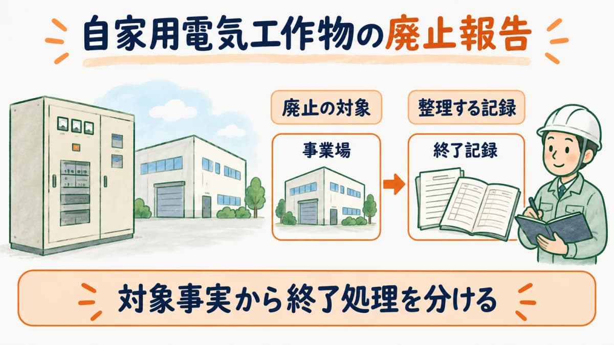 自家用電気工作物の廃止報告|契約終了と事業場廃止を切り分ける