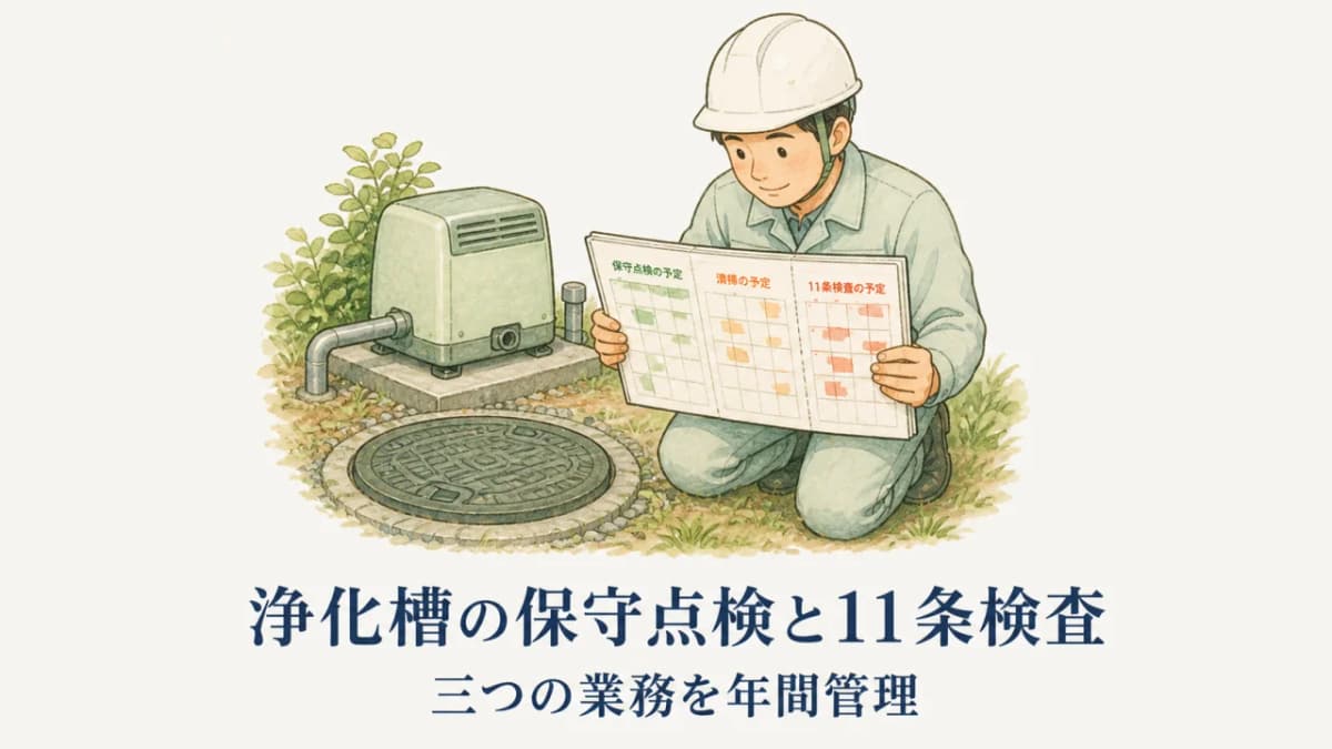 浄化槽の保守点検と11条検査の違い|受託会社の年間管理
